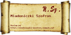 Mladoniczki Szofron névjegykártya